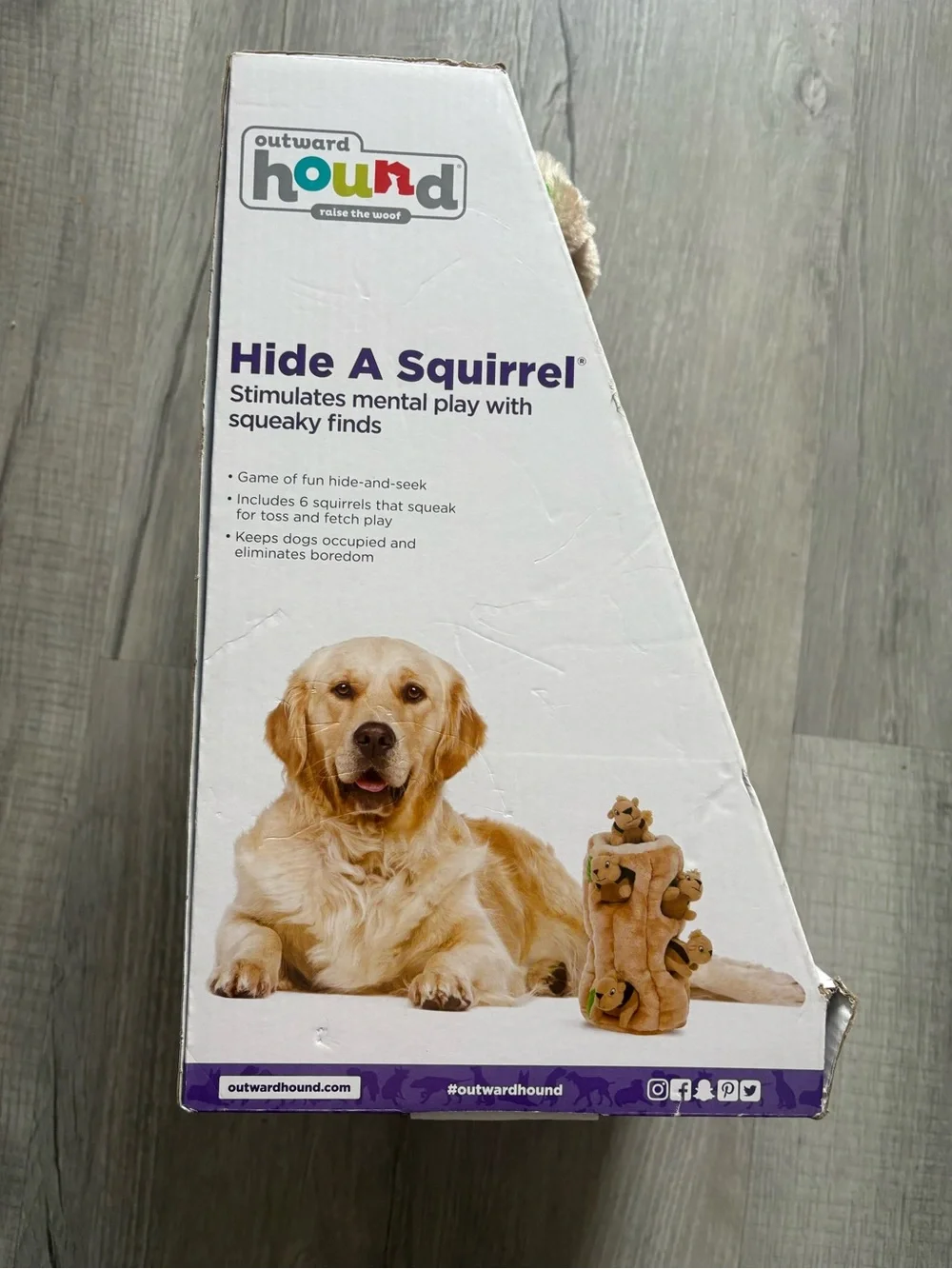 Outward Hound Hide A Squirrel Plush Puzzle Toy - Tan with Green Accents BNWT